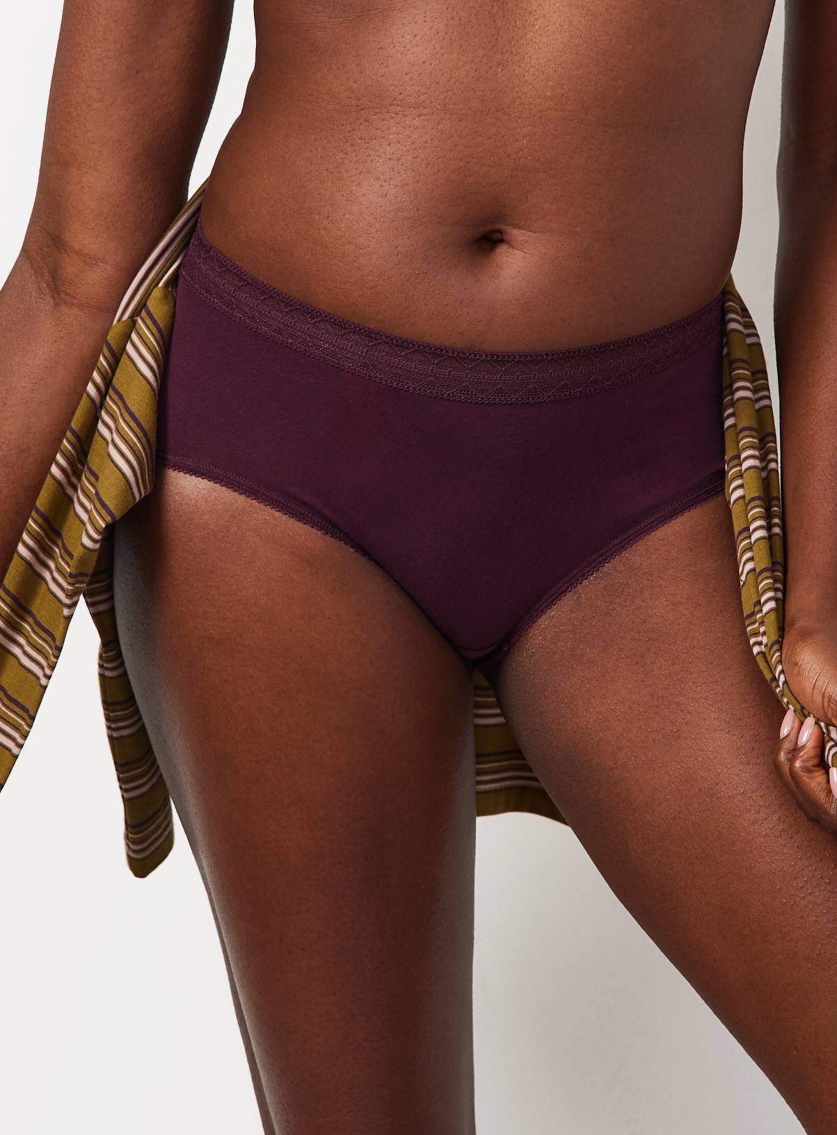 Olive & Wine Lace Trim Midi Briefs 5 Pack 16 - Image 2
